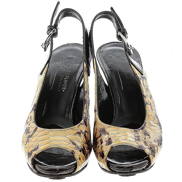 Donald J. Pliner Shoes - Elegant Brown and Tan Women's Platform Slingback Heels